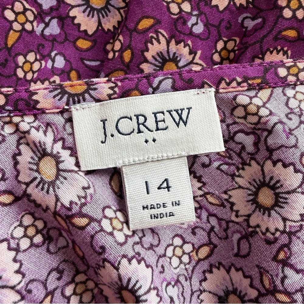 J.Crew Floral V-neck V-back Smocked Waist Puff Sleeve Midi Dress 14 - Picture 7 of 12
